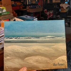Serene Blue and Tan Landscape Canvas by